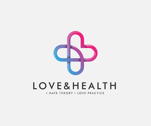 Love and cross symbol health logo design vector illustration