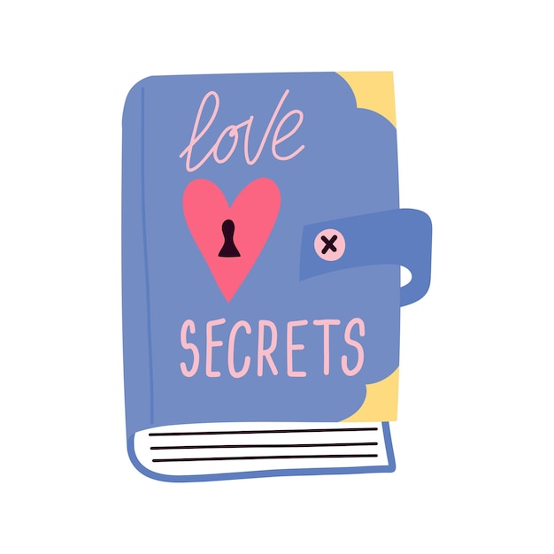 Love diary illustration with lettering 'Love Secrets'