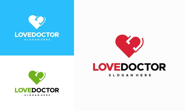 Love Doctor Logo designs concept vector Doctor App Logo icon template