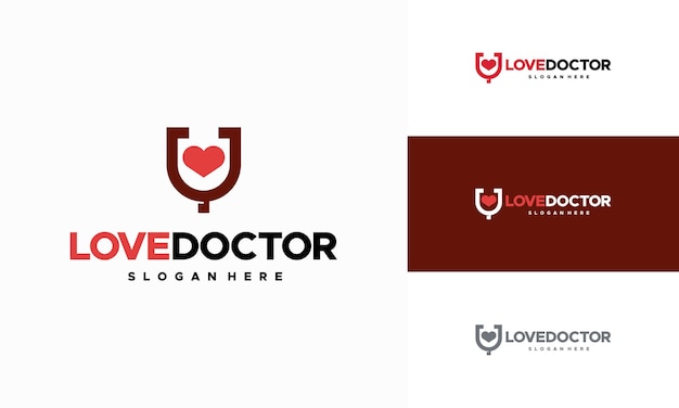 Love Doctor Logo designs concept vector Doctor App Logo icon template