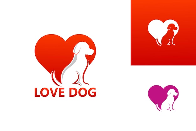 Love Dog Logo Template Design Vector, Emblem, Design Concept, Creative Symbol, Icon