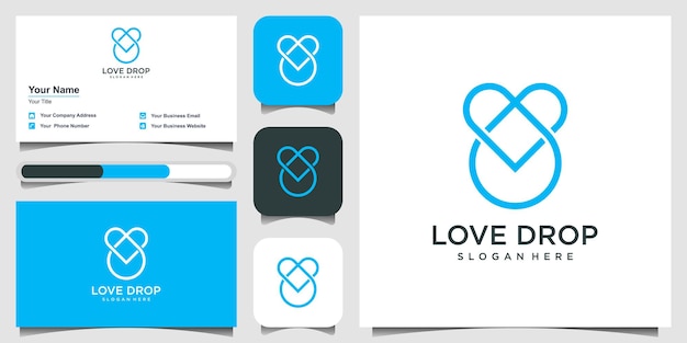 love drop logo design heart combine with drop element