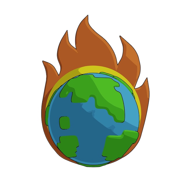 Love Earth Day cartoon illustration icon Earth Hot Sun