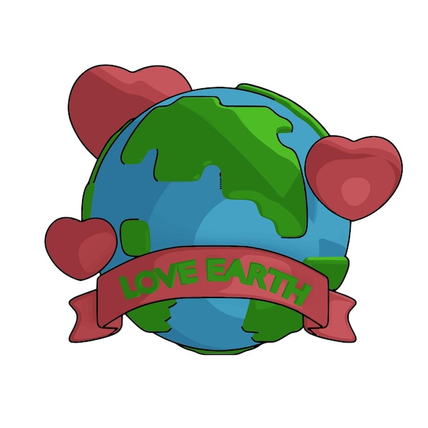 Love Earth Day cartoon illustration icon Earth Love Banner