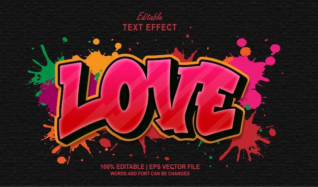 Love editable text effect style graffiti