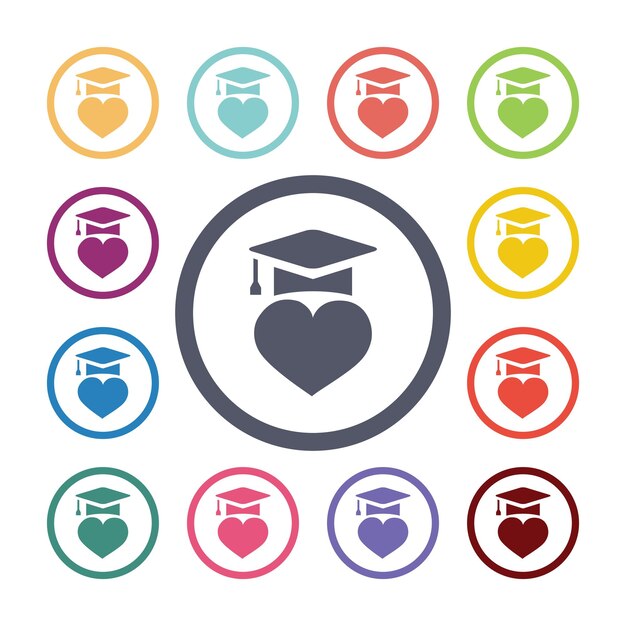 Love education flat icons set