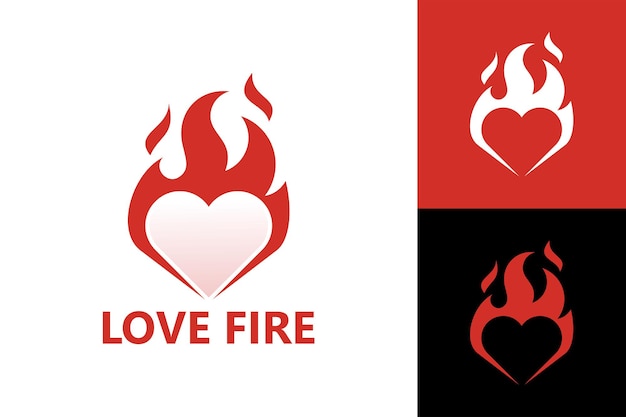 Love fire logo template premium vector