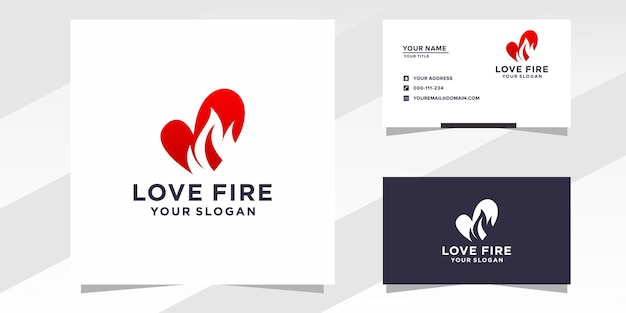 love fire logo with business card template