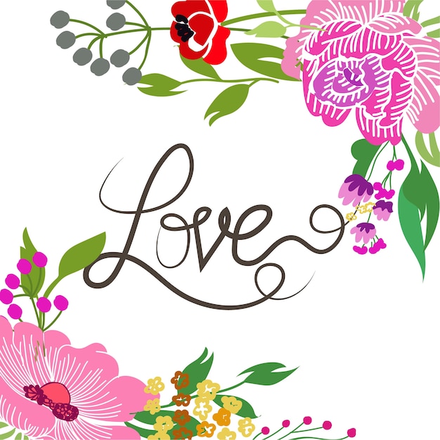 love flower template text