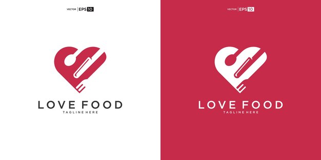 Vector love food logo design template