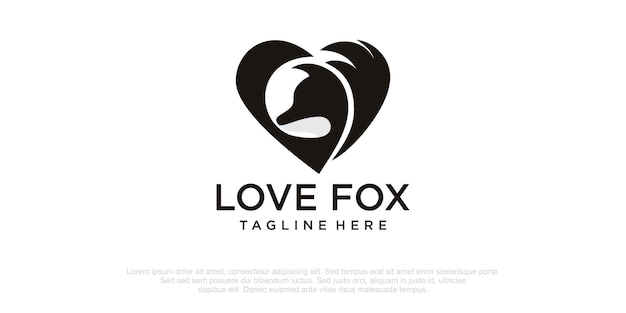 Love fox logo design vector