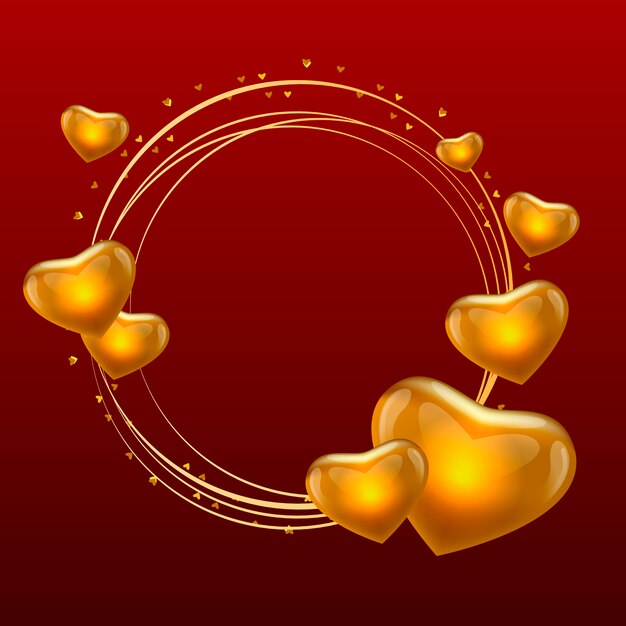 Vector love frame with hearts gold circle vector