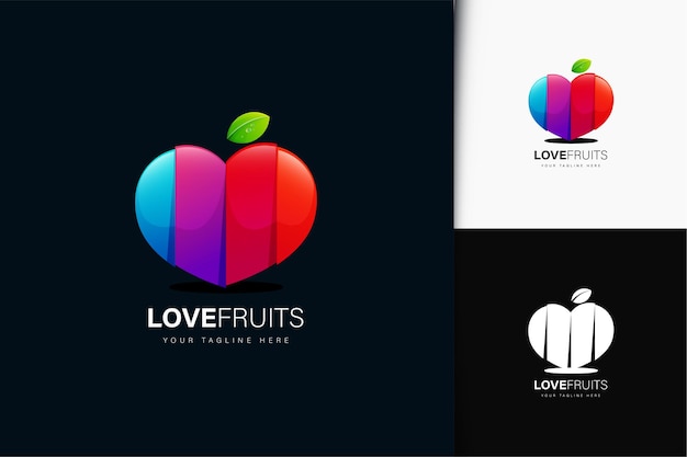 Love fruit logo design with gradient