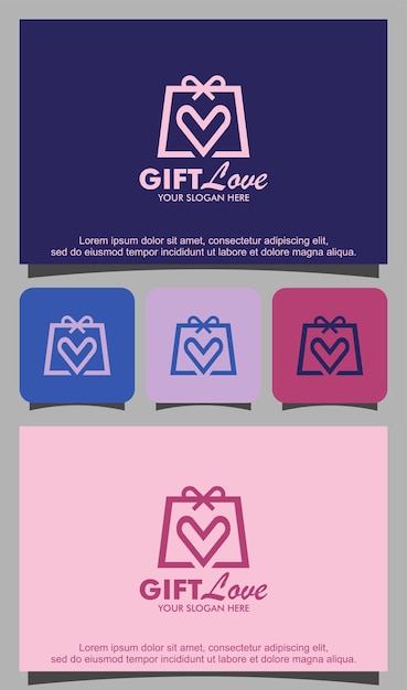 Love gift logo design vector