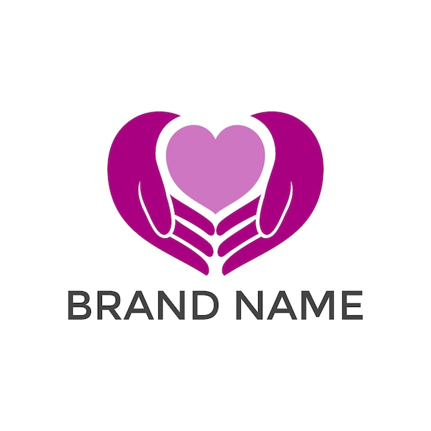 Love giving heart hands holding logo design vector