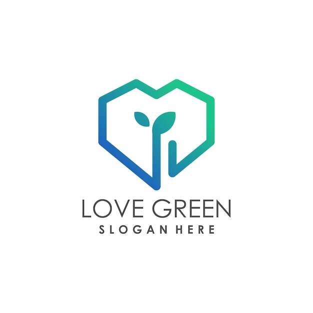 Love green logo vector with modern simple concept