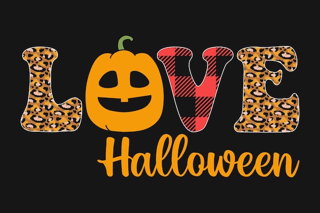 Love Halloween Pumpkin Leopard T-shirt