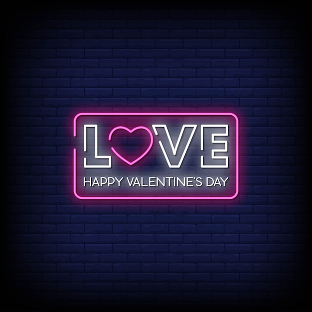 Love Happy Valentine's Day Neon Signs Style Text Vector