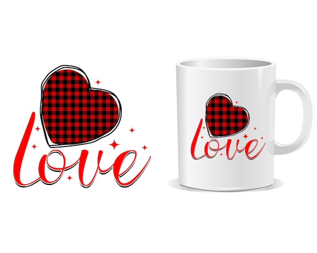 Vector love happy valentine's day quotes mug design vector