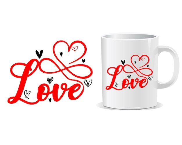 Vector love happy valentine's day quotes mug design vector