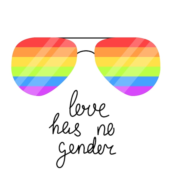 Love has no gender Sunglasses with rainbow Vector illustration