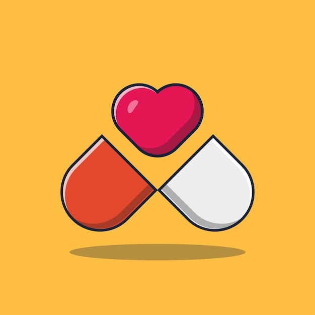 love healthy capsule pill cartoon icon vector