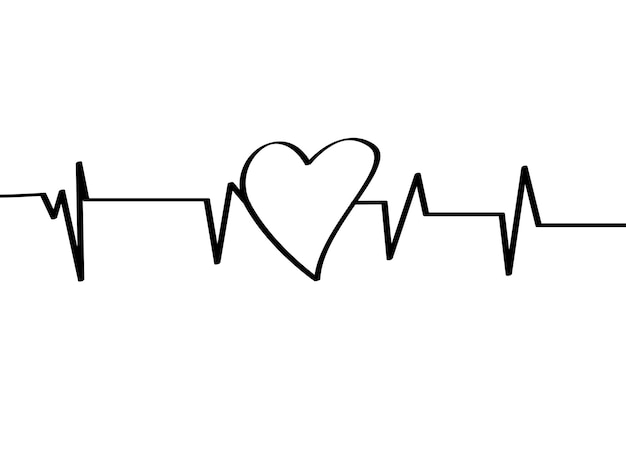 love heart line vector