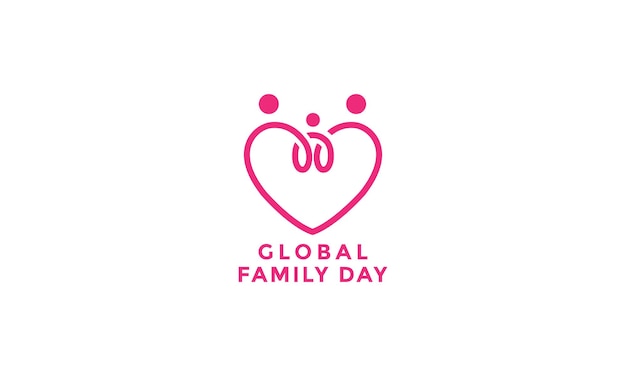 Love or heart line with global family day logo icon vector modern design