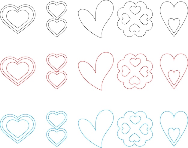 Love heart Vector bundle eps cut file three color