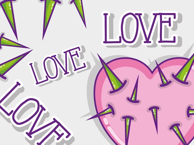 Vector love and hearts card cute cartoons vector illustration graphic design