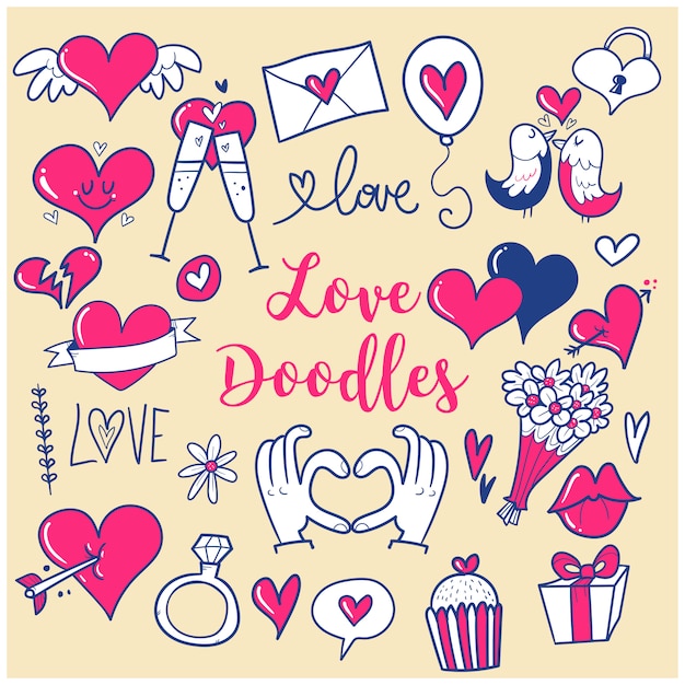 Love and hearts doodles,  illustration  