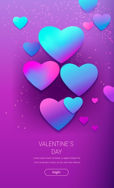 Love hearts happy valentine day holiday celebration concept vertical