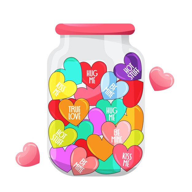 Vector love hearts jar vector illustration