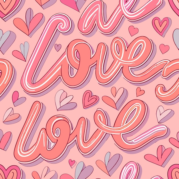 Love Hearts Seamless Pattern Pink Romantic Valentine39s Day