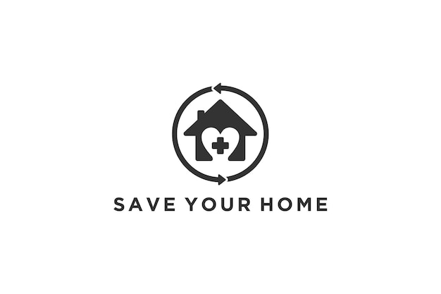 Love house logo design property family care icon symbol tiny home