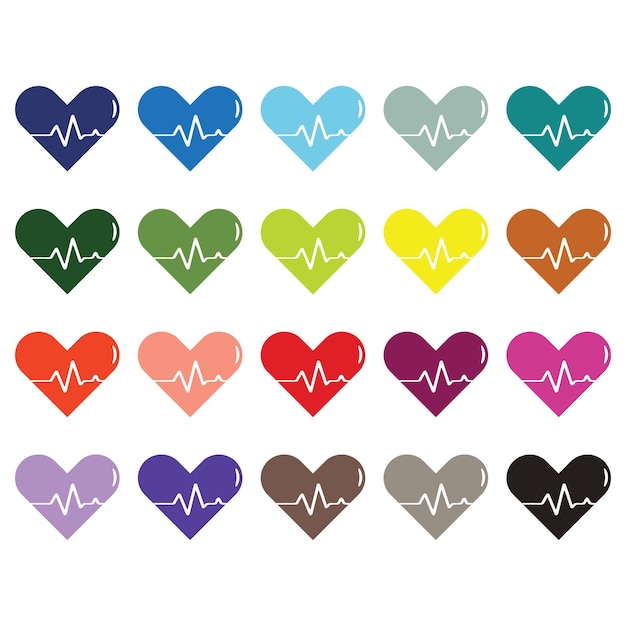 Love icon heartbeat Clipart Set Design Bundle