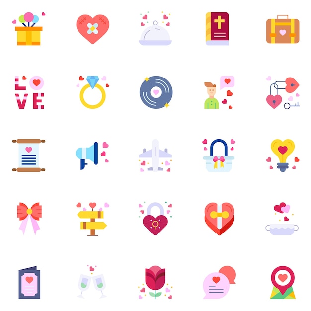 Love Icons bundle Vector illustration