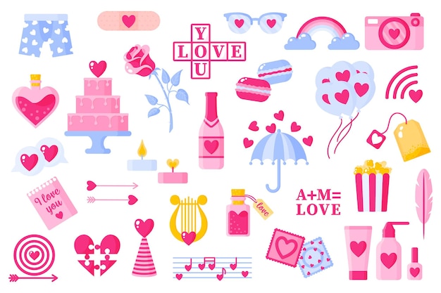 Love icons set for valentine's day