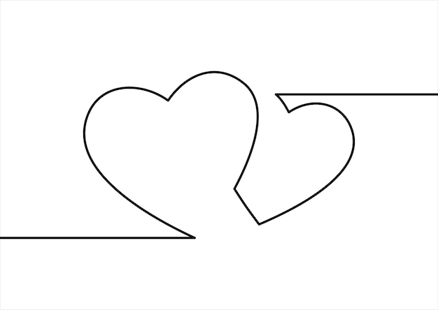 Love inscription in heart continuous line drawing