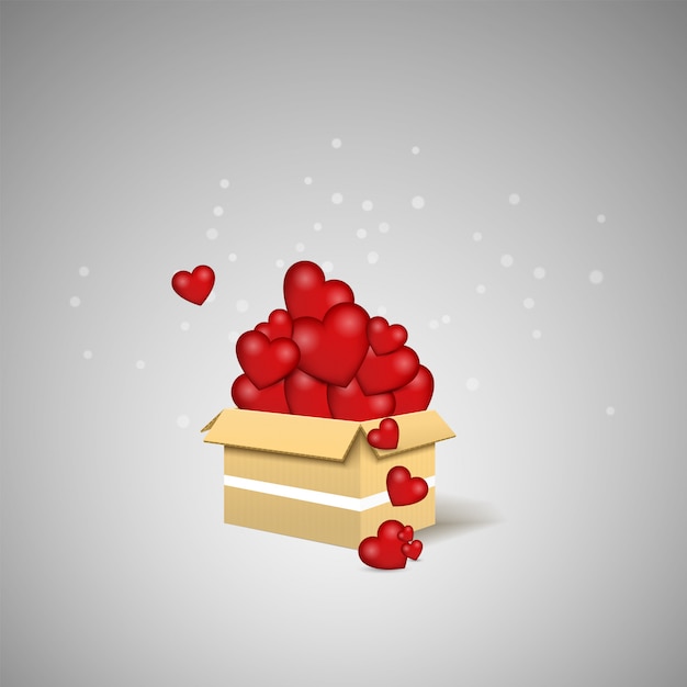 Vector love is in the air. love box. surprise box illustration.