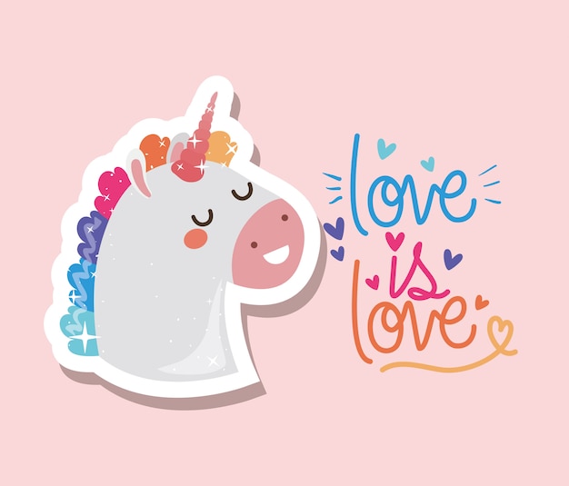 Love is love and kawaii unicorn  