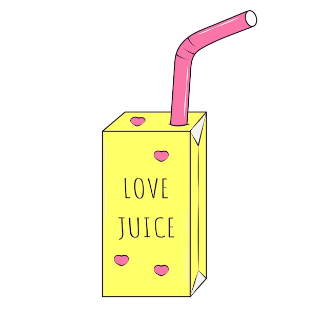 Vector love juice packaging with a straw