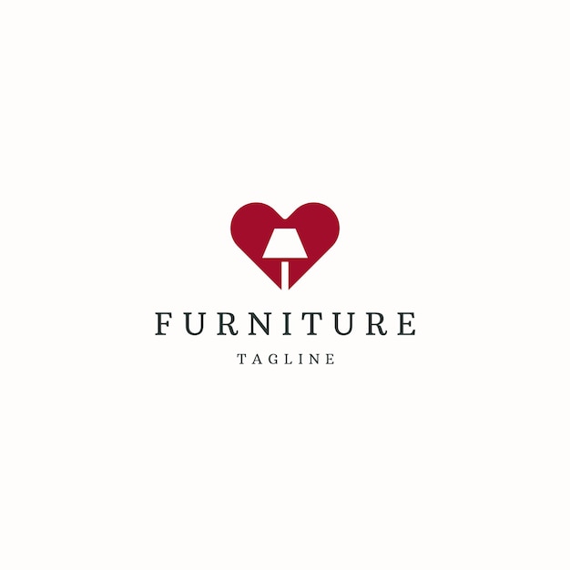 Love and lamp furniture logo icon design template flat vector