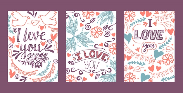 Love lettring   lovely calligraphy lovable sign sketch iloveyou on Valentines day beloved card illustration backdrop set of love decor typography background