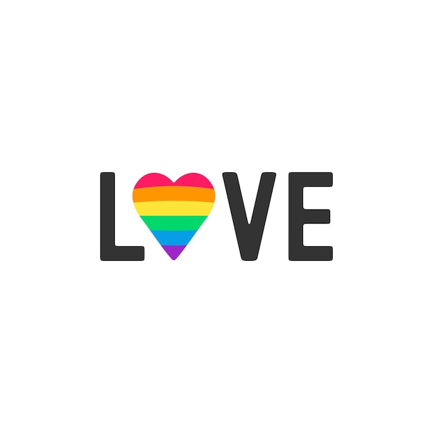 Love LGBT Rainbow heart Diversity love and flag Flat vector illustration