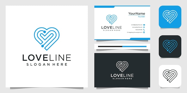 Love Line logo illustraction vector graphic design template Good for business company icon modern technology internet brand advertising and business card