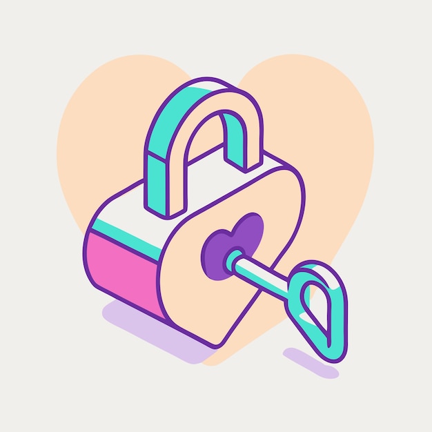 Vector love lock letter box isometric vector icon illustration 5