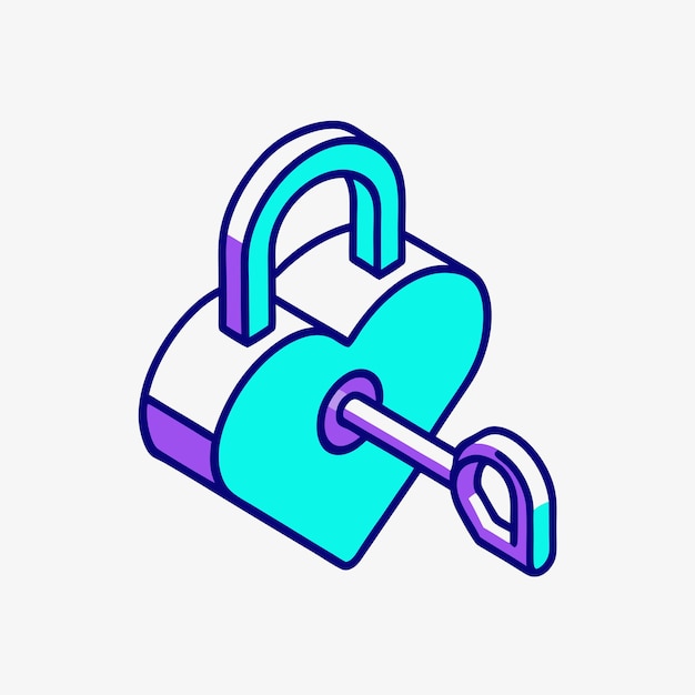 Vector love lock letter box isometric vector icon illustration 9