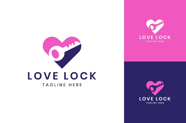 Love lock negative space logo design