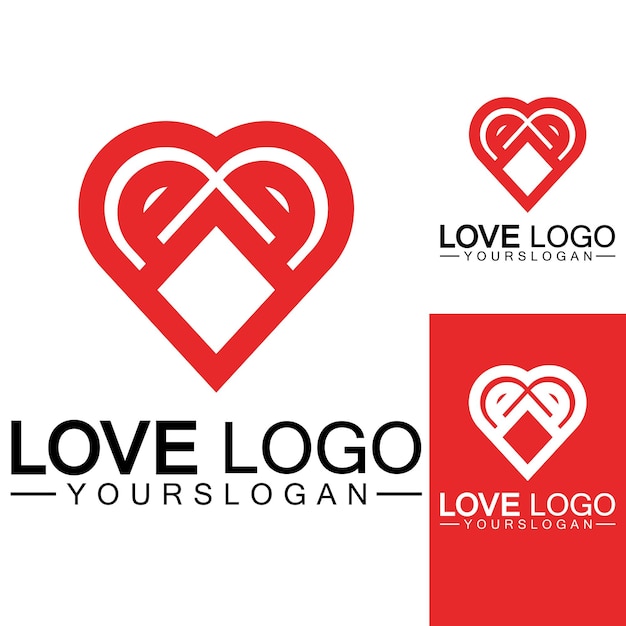 Love logo design vectorgeometric hearth logo vector linear love vector logo conceptHeart shape logo designVector